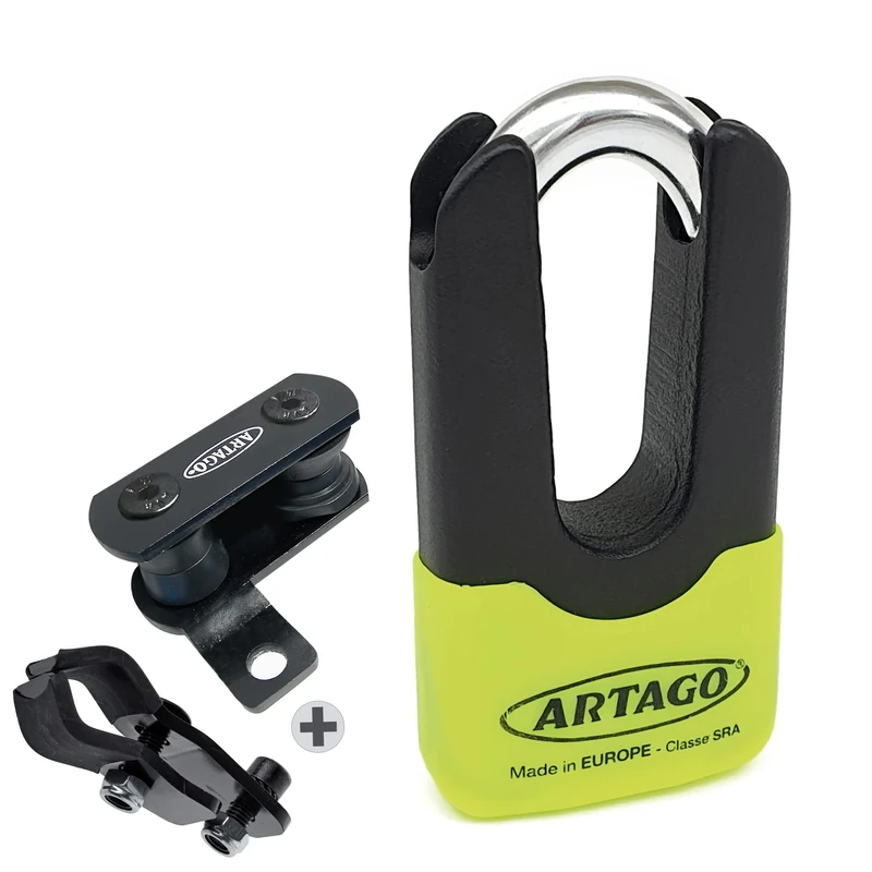 Artago 69X5 Pack Anti-Theft Disc Lock High Security + Bracket for Ducati Monster Diavel, SRA Approved, Sold Secure Gold, ART4