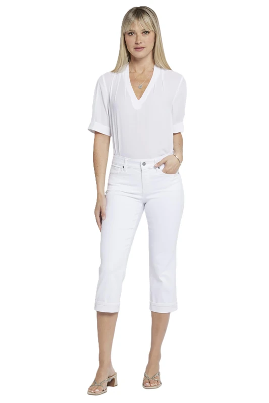 NYDJ Women's Marilyn Crop Cuff Jean, White, 16 21