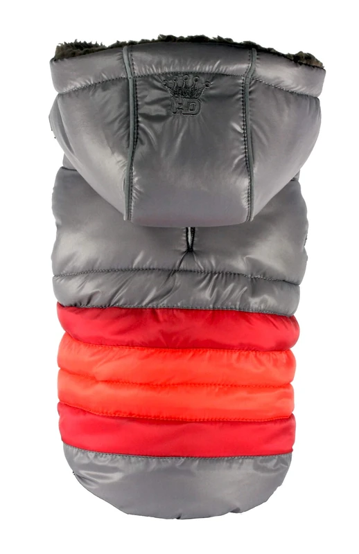 Hip Doggie HD-5STGY-L Soft Stripe Puffer Coat Grey L