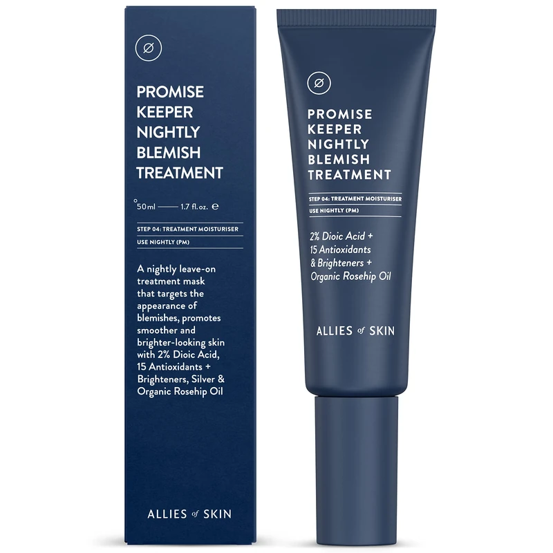 Allies of Skin Promise Keeper Blemish Sleeping Facial: Night Cream Moisturizer Treatment. Dioic + Mandelic + Lactic Acid, Manuka Honey, Rosehip Oil. Hydrates & Refines Skin 1.7 oz / 50 ml