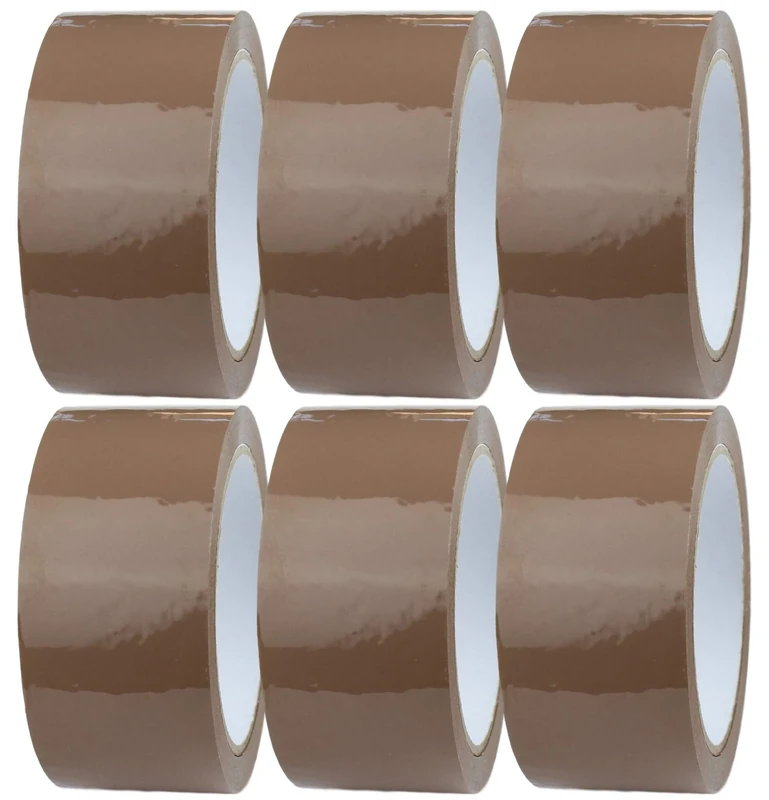 Crimson Starfish 6 x Brown Packaging Tape Rolls 48mm x 66m | Packaging Tape for Packing Parcels, Boxes, Postage, Moving House | Adhesive Parcel & Clear Packing Tape | Moving Out Essentials