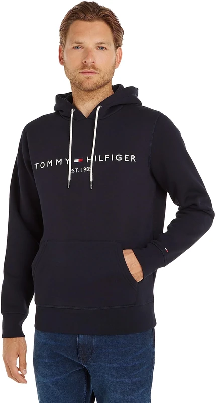 Tommy Hilfiger Men’s Core Tommy Logo Hoodie, Blue (Sky Captain), XS