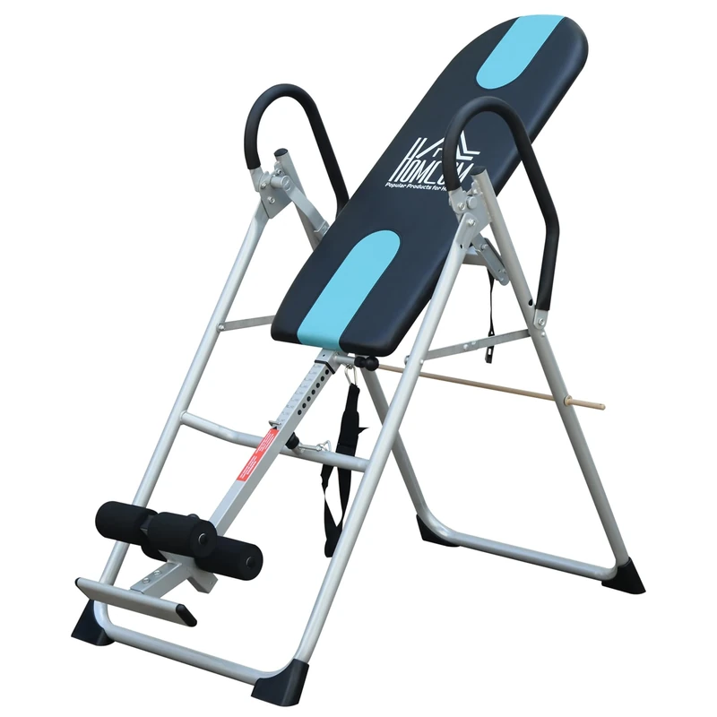 HOMCOM Gravity Inversion Table Foldable Therapy Bench Home Fitness Upside Down Stretching Home Gym Fitness Training Machine Black - Image 1