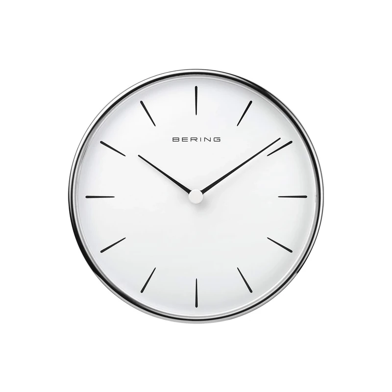 BERING Wall Clock | Simple and Modern Nordic Design | Silver and White | Runs Particularly Quietly | 162 mm in Diameter | 90162-04R
