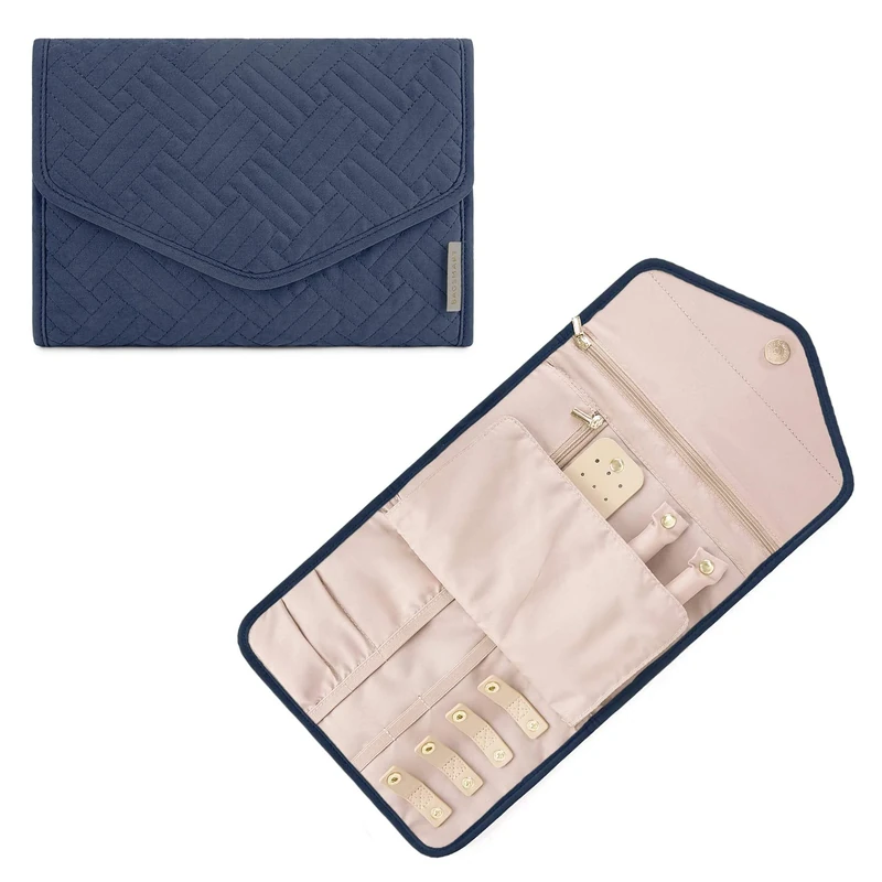 bagsmart Travel Jewellery Organiser - Blue Jewelry Storage Roll