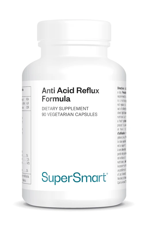 Supersmart - Anti-Acid Reflux - Relieve Heartburn & Acid Reflux Naturally | 100% Natural Non-GMO & Gluten Free - 90 Vegetarian Capsules