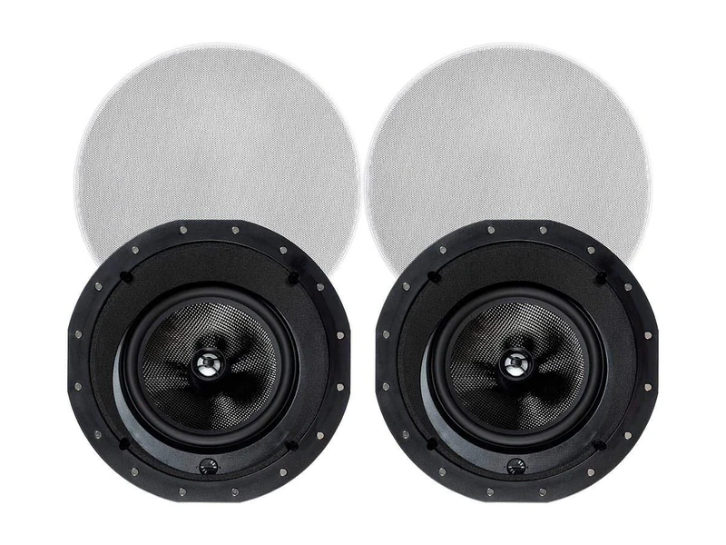 Monoprice In-Ceiling Speakers 8 inch Carbon Fiber 2-Way with 15 Angled Drivers (Pair) - Alpha Series