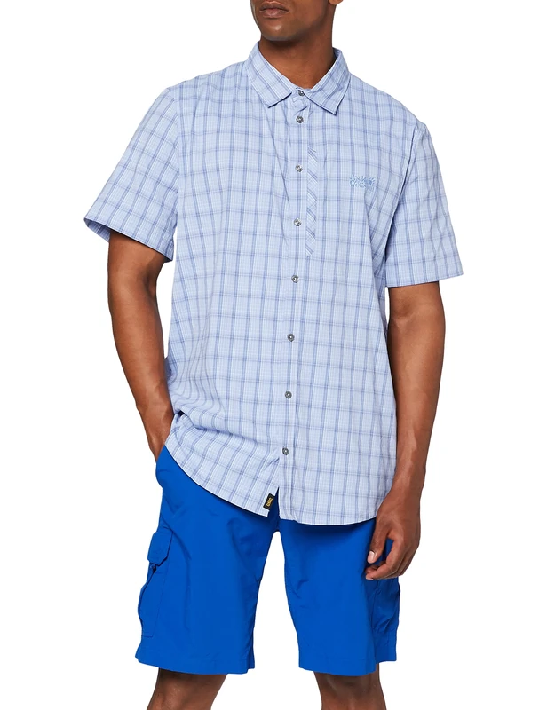 Jack Wolfskin Men's Rays Stretch Vent, Shirt Blue Checks, Medium
