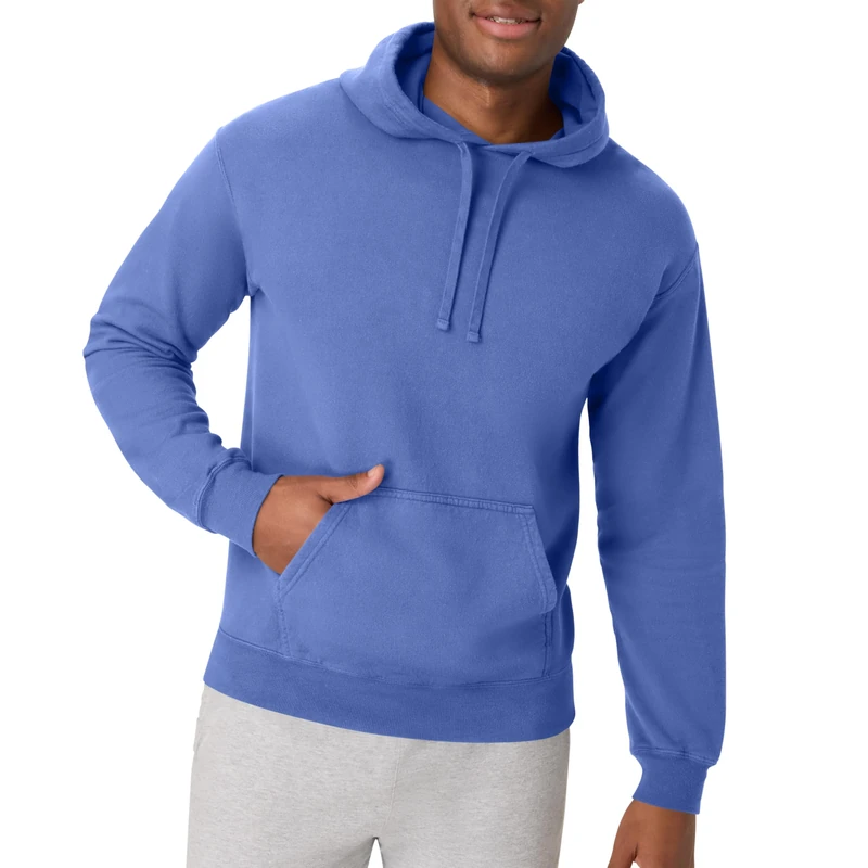 Hanes Men's ComfortWash Garment Dyed Fleece Hoodie Sweatshirt Hooded, Deep Forte Blue, XXXL