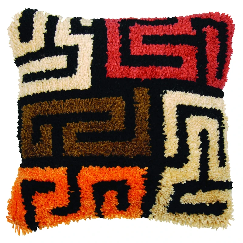 Vervaco Cushion: Kuba Cloth, Cotton, Multi, ca. 40 x 40 cm / 16" x 16"