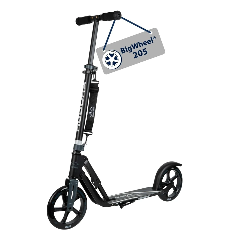 HUDORA BigWheel 205 Scooter - Stable Aluminum Frame - Adjustable & Foldable with Stand - Sporty Style for Kids & Adults up to 100kg