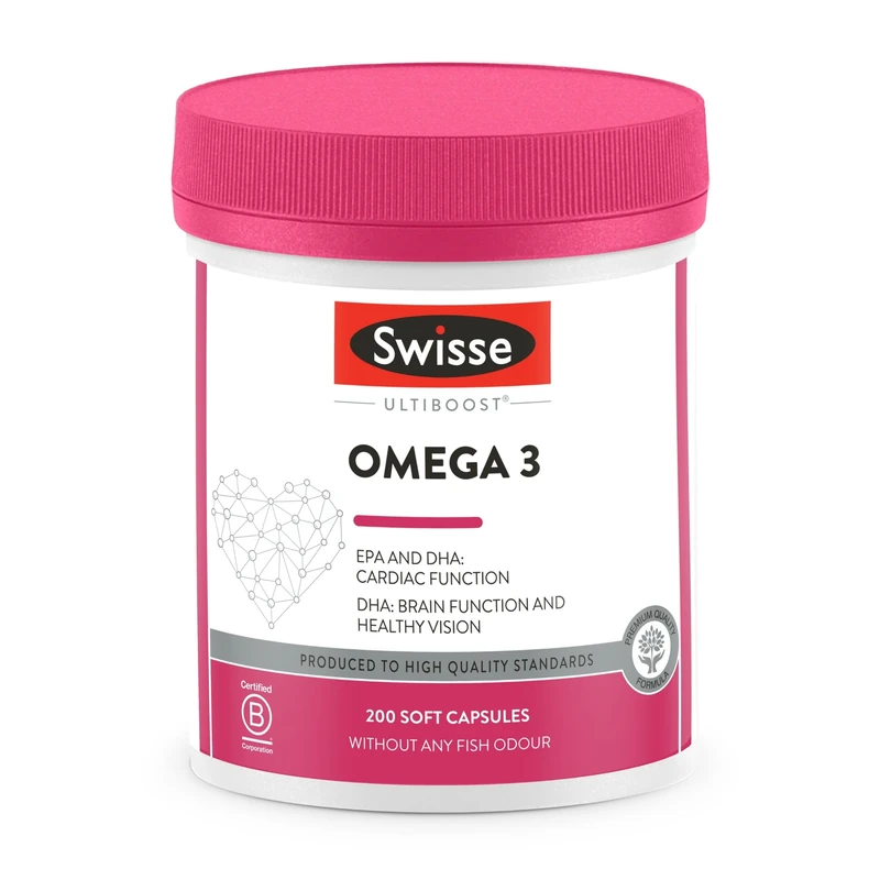 SWISSE– Omega 3 IFOS 5-Star Certified, 200 Softgel Fish Oil Capsules with 3000mg Fish Oil, Vitamin A, 466mg EPA & 270mg DHA per Daily Serving, Nutritional Supplements for Brain & Heart, Made in Italy