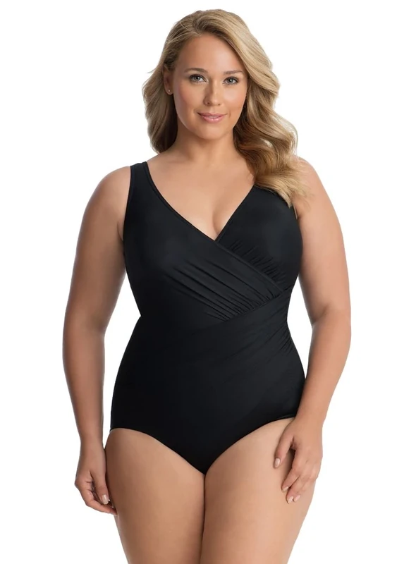 Miraclesuit 6519088W Women's Must Haves Oceanus Black Shaping Swimsuit 20W