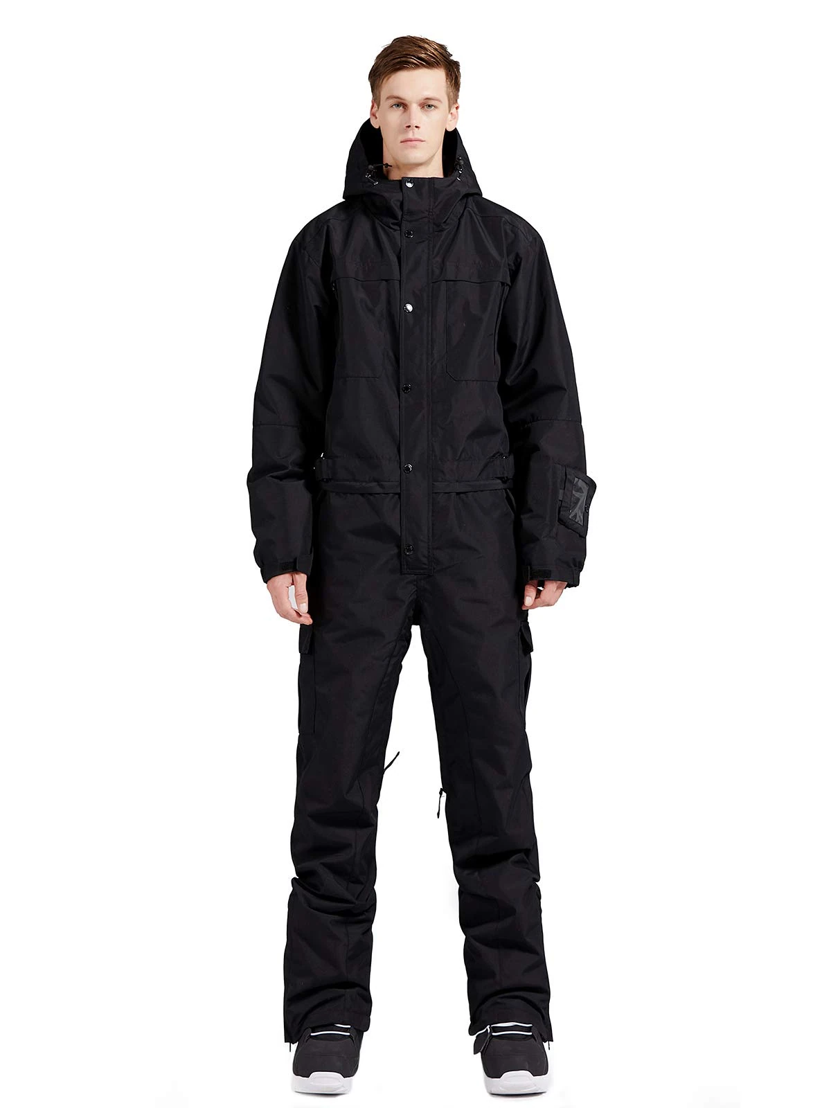 Men's Winter Soild Overall Bodysuit Ski Suits (M, Black)