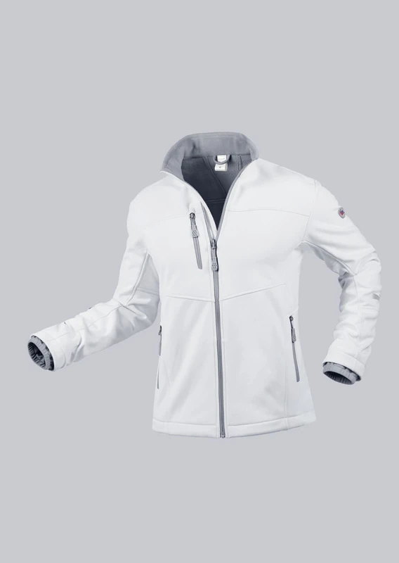 BP 1696-571-21 Men'S Soft-Shell Jacket, Stand-Up Collar, Front Zip, 255,00 G/M², 100% Polyester, White, Size 2Xl