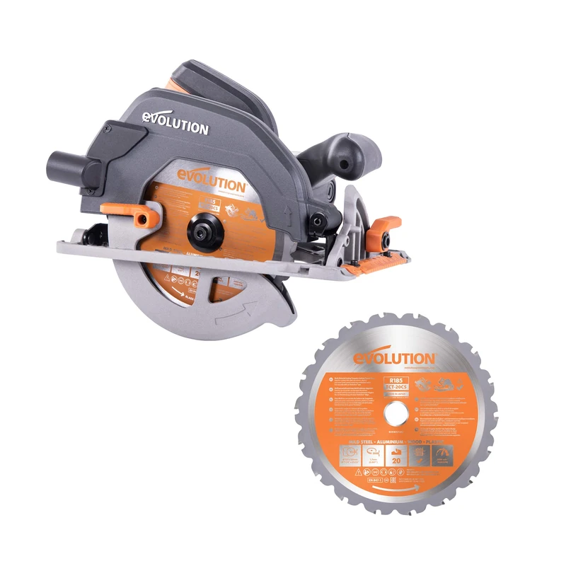 Evolution Power Tools R185CCS Multi-Material Circular Saw, 185 mm, (110 V) with Additional R185TCT-20T Blade