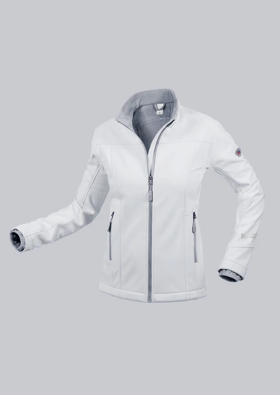 BP 1695-571-21 Women'S Soft-Shell Jacket, Stand-Up Collar, Front Zip, 255,00 G/M², 100% Polyester, White, Size M