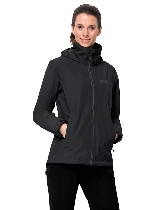 Jack Wolfskin Women's Evandale Hardshell Jacket, Black, S
