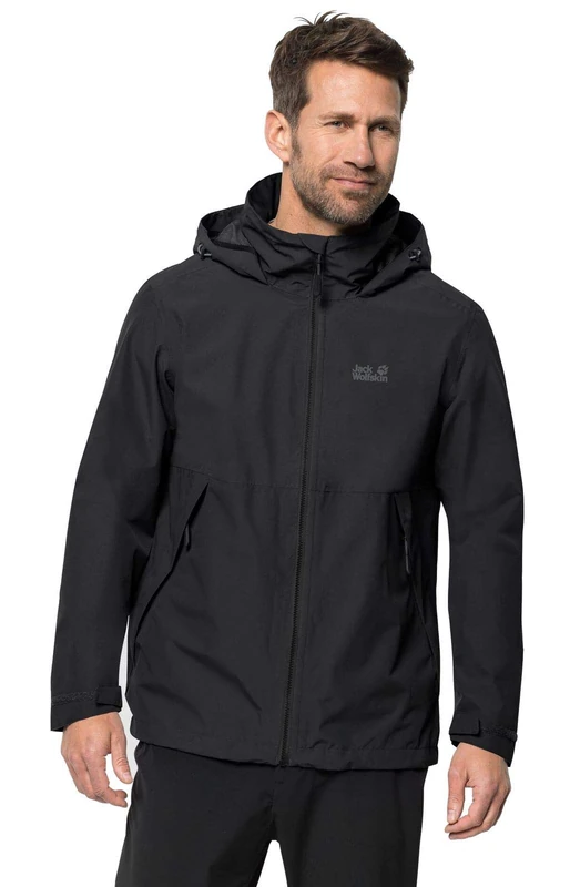 Jack Wolfskin Men's Evandale Hardshell Jacket, Black, XXXL