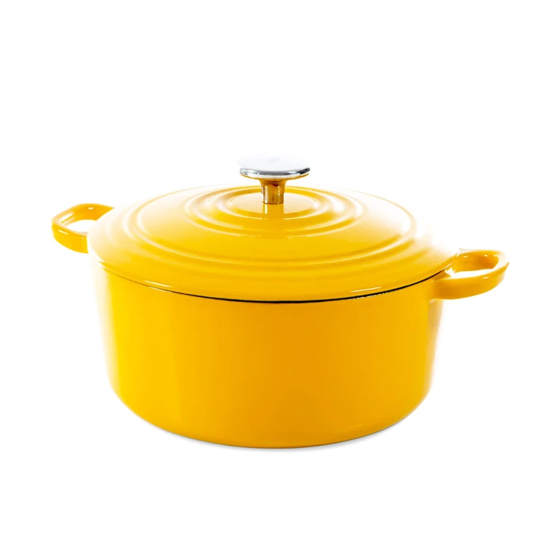 BK Cookware German Enamelled Iron, 24 cm/4.2 Litre Dutch Oven Casserole Dish with Lid, Induction, Dishwasher & Oven Safe, Sunny Yellow