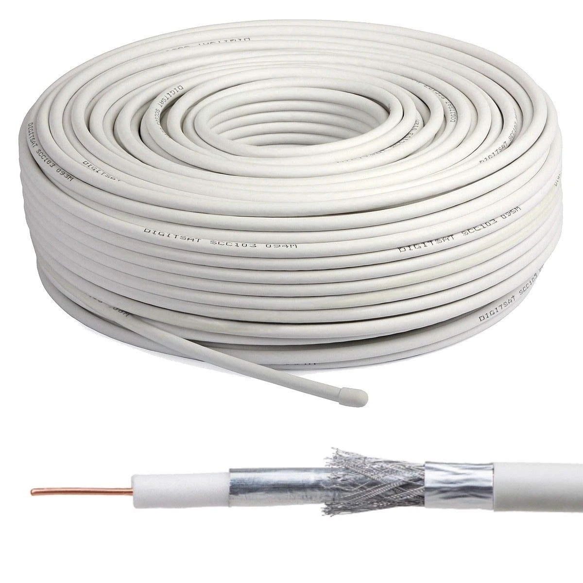 Satellite RG6 Freesat Digital TV Aerial Coax Cable Coaxial 4K Digital Ready for Sky HD, Freesat, Virgin & Polsat by MKGT® (10 Meters, White)