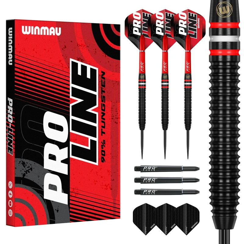WINMAU Darts | Pro-Line Series 25g – 90% Tungsten Darts Set with Dart Flights and Shafts | Steel Tip Professional Dart | Amazon Exclusive