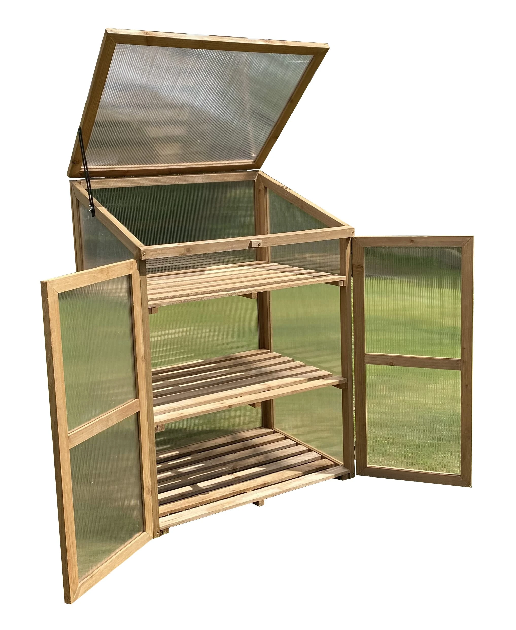 Selections Wooden Framed Polycarbonate Growhouse Mini Greenhouse