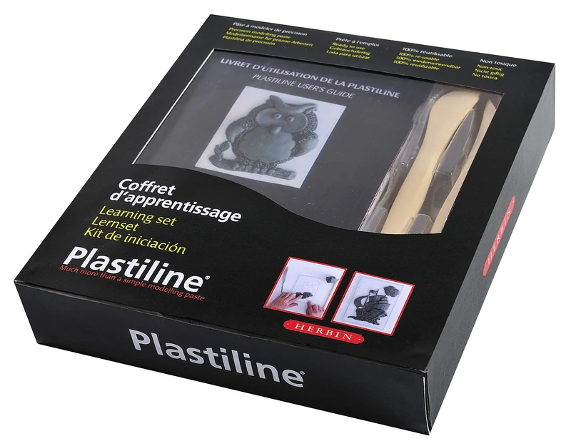Plastiline 8750T - Plastiline training set - 350g medium plate - Plexiglas - Wire - 2 tools - Pattern sheets - Instructions (French-English) - Grey shade