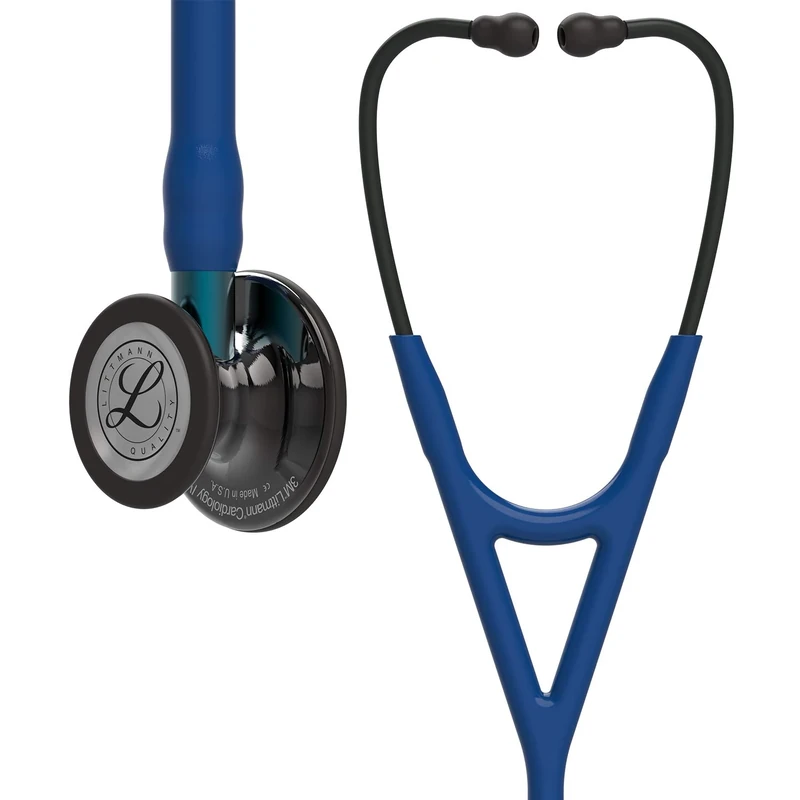 3M Littmann Cardiology IV Diagnostic Stethoscope, High Polish Smoke-Finish Chestpiece, Navy Tube, Blue Stem and Black Headset, 27 inch, 6202