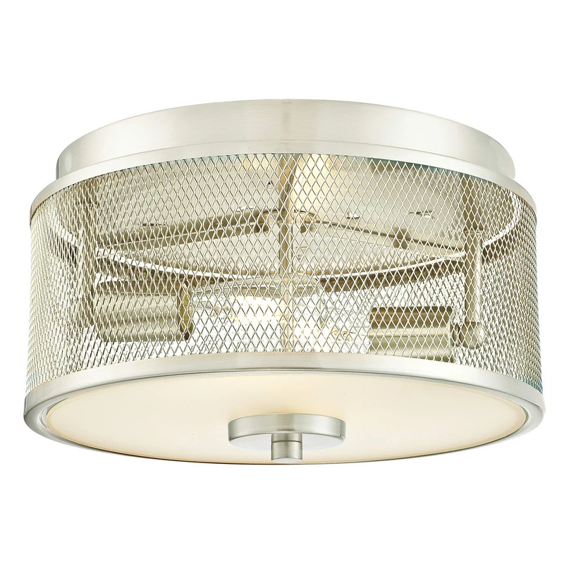 63279 Morrison 33 cm Indoor Flush Mount Ceiling Fixture, Brushed Nickel Finish with Mesh and Frosted Glass - Image 1