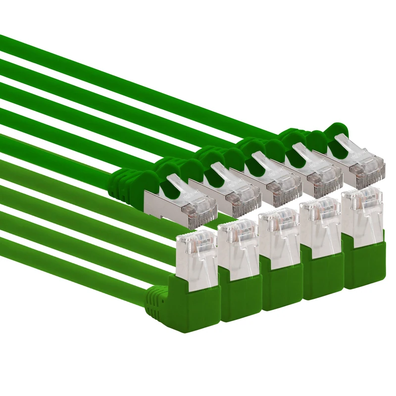 1aTTack.de 366250 Cat.6 network cable angle 90 degrees 7.5m - green - 5 pieces - Cat6 patch cable (SFTP PIMF) 1000Mbit/s Rj 45 plug - 5 x 7.5m meters green