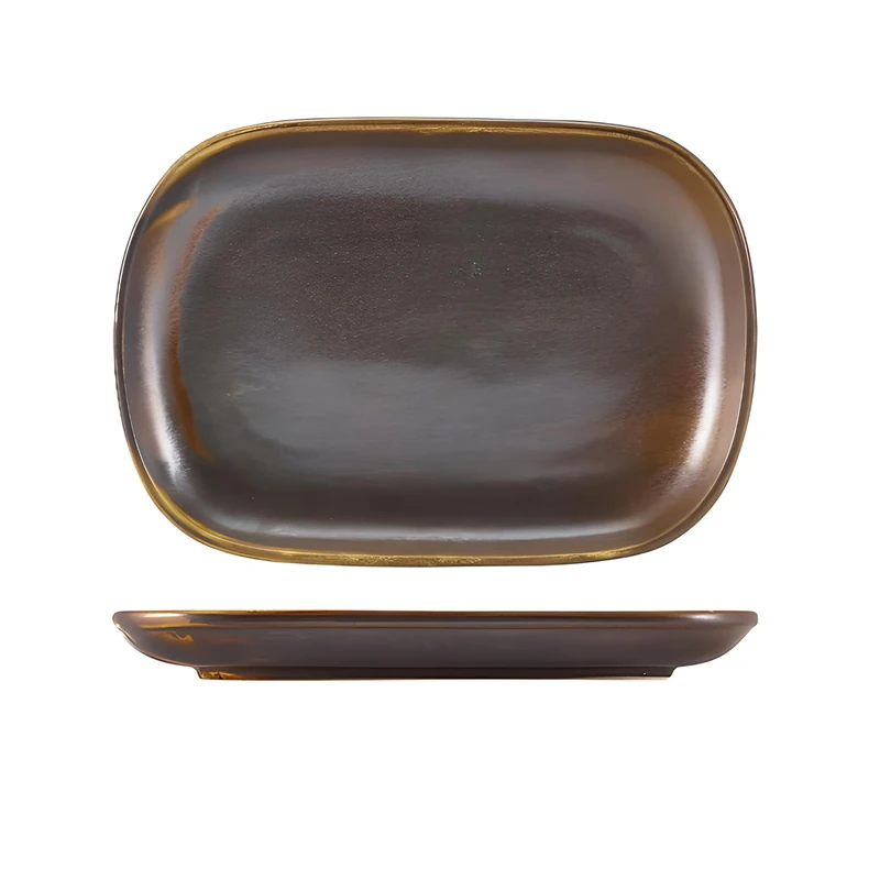 Genware Terra Porcelain, Rustic Copper, Rectangular Plate, 240mm x 165mm, RP-PRC24, Pack of 12