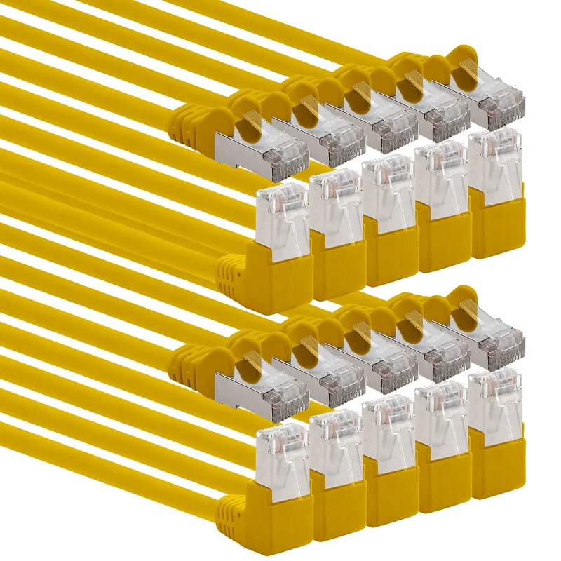 1aTTack.de 366248 Cat.6 network cable angle 90 degrees 7.5m - yellow - pack of 10 - Cat6 patch cable (SFTP PIMF) 1000Mbit/s Rj 45 plug - 10 x 7.5m meters yellow