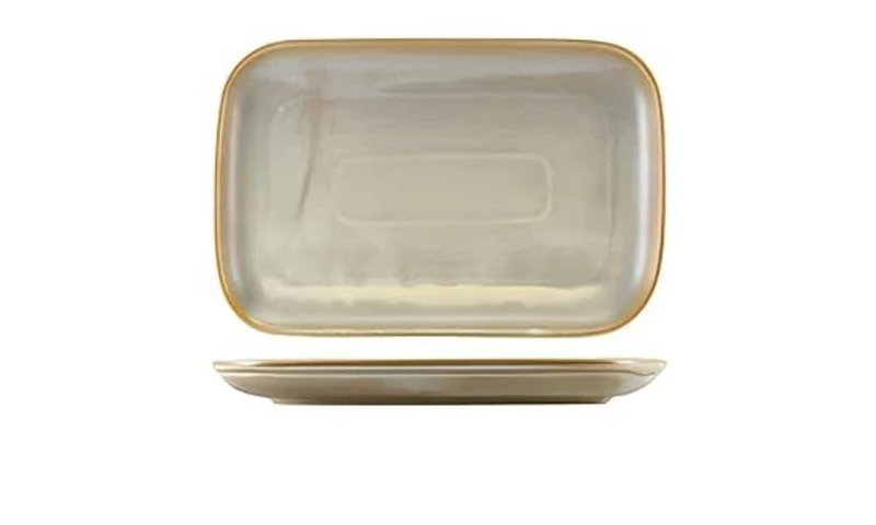 Genware Terra Porcelain Matt Grey Rectangular Plate, 34.5cm, RP-PMG34, Pack of 6