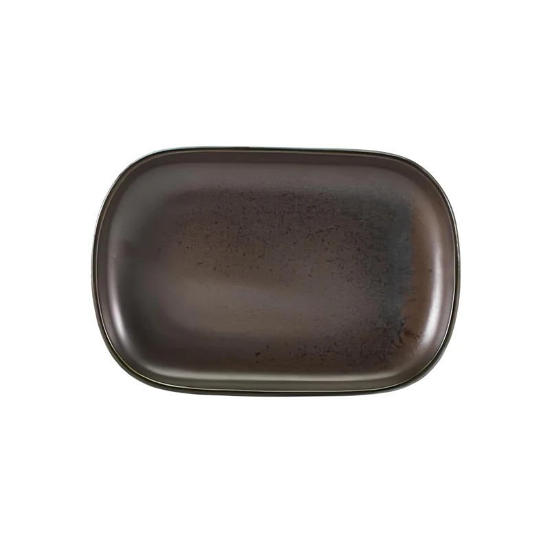 Genware Terra Porcelain Black Rectangular Plate 24 x 16.5cm, RP-PBK24, Pack of 12