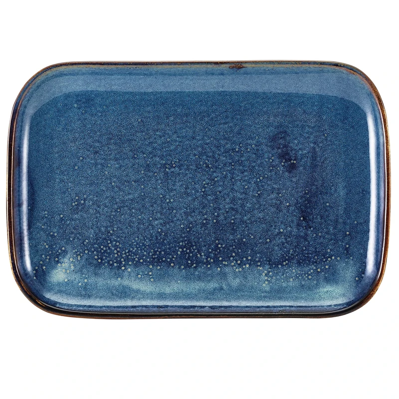 Genware Terra Porcelain, Aqua Blue, Rectangular Plate, 345mm x 235mm, RP-PBL34, Pack of 6