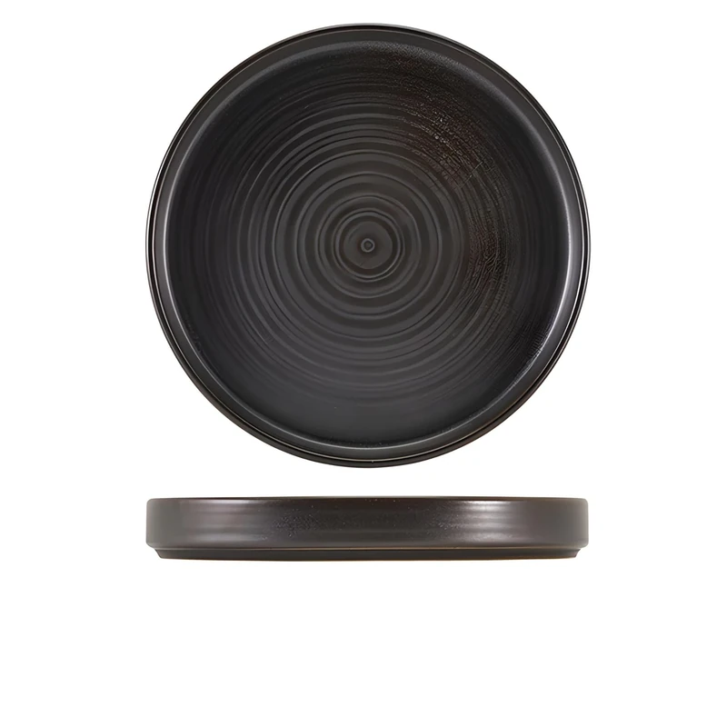 Genware Terra Porcelain Black Presentation Plate, 26cm, PR-PBK26, Pack of 6