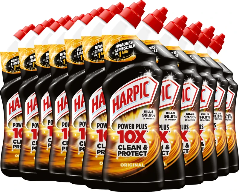 Harpic Powerplus Toilet Cleaning Gel, Original Scent, Pack 12 x 750 ml, Removes Limescale, Kills 99.9% of Bacteria, Powerful Deep Clean Toilet Cleaner, toilet freshener