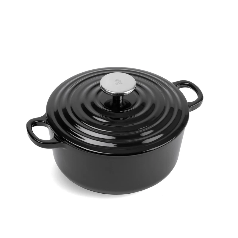 BK Cookware German Enamelled Iron, 24 cm/4.2 Litre Dutch Oven Casserole Dish with Lid, Induction, Dishwasher & Oven Safe, Black