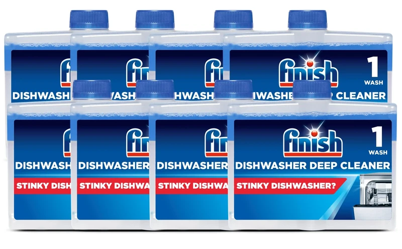 Finish, Dishwasher Cleaner, 250ml (Bulk Pack of 8, Total 2L), Removes Grease and Limescale, Fresh Smelling, Fights Odour for a Cleaner Hygienic Dishwasher Machine