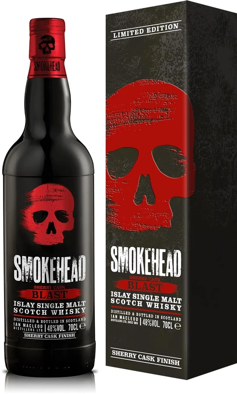 Smokehead Sherry Cask Blast Islay Single Malt Scotch Whisky with Giftbox - 70cl, 48% ABV, Rich Fruit Flavour, Peated Single Malt Scottish Whisky