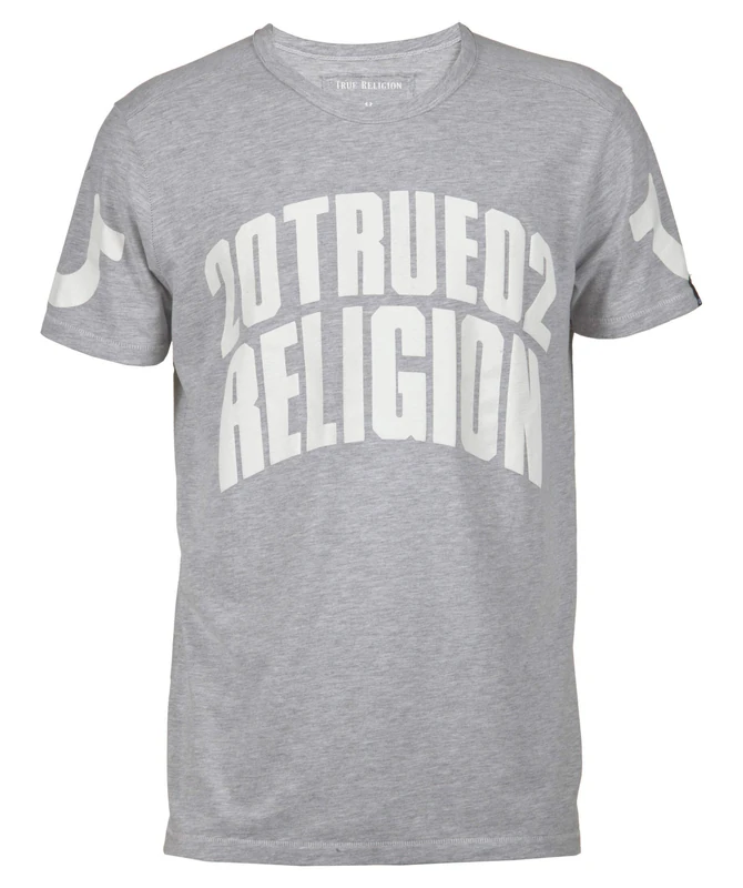 True Religion Men's Crew T Shirt TR 20, Grey (Grey Marl 1285), S - Image 1