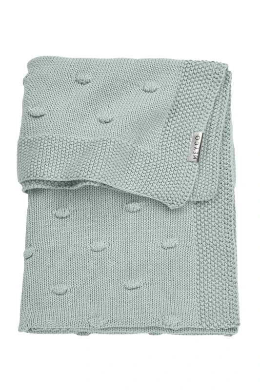 Meyco 2733053 Knitted Baby Blanket with Knots - Stone Green - Image 1