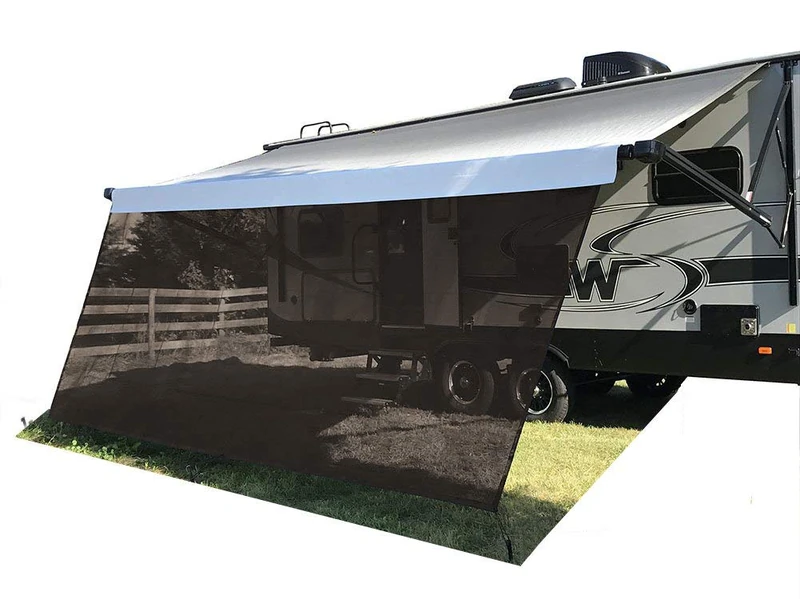 Tentproinc RV Awning Sun Shade Screen 9' X 11'3'' - Brown Mesh Sunshade Screen UV Blocker Complete Kits Motorhome Camping Trailer Canopy Shelter - 3 Year Warranty