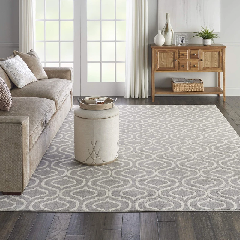 NOURISON JUB19 Jubilant Casual Trellis Grey Area Rug 7'10" x 9'10", 8' x 10',
