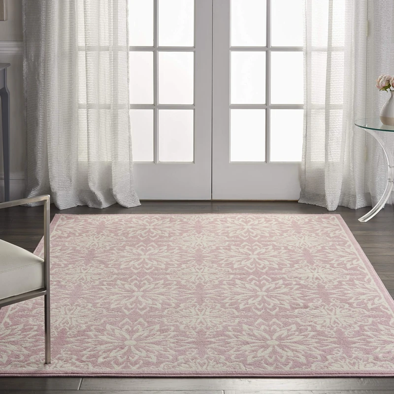 NOURISON Jubilant Beach Floral Ivory/Pink 5' x 7' Area Rug 5'3" x 7'3"