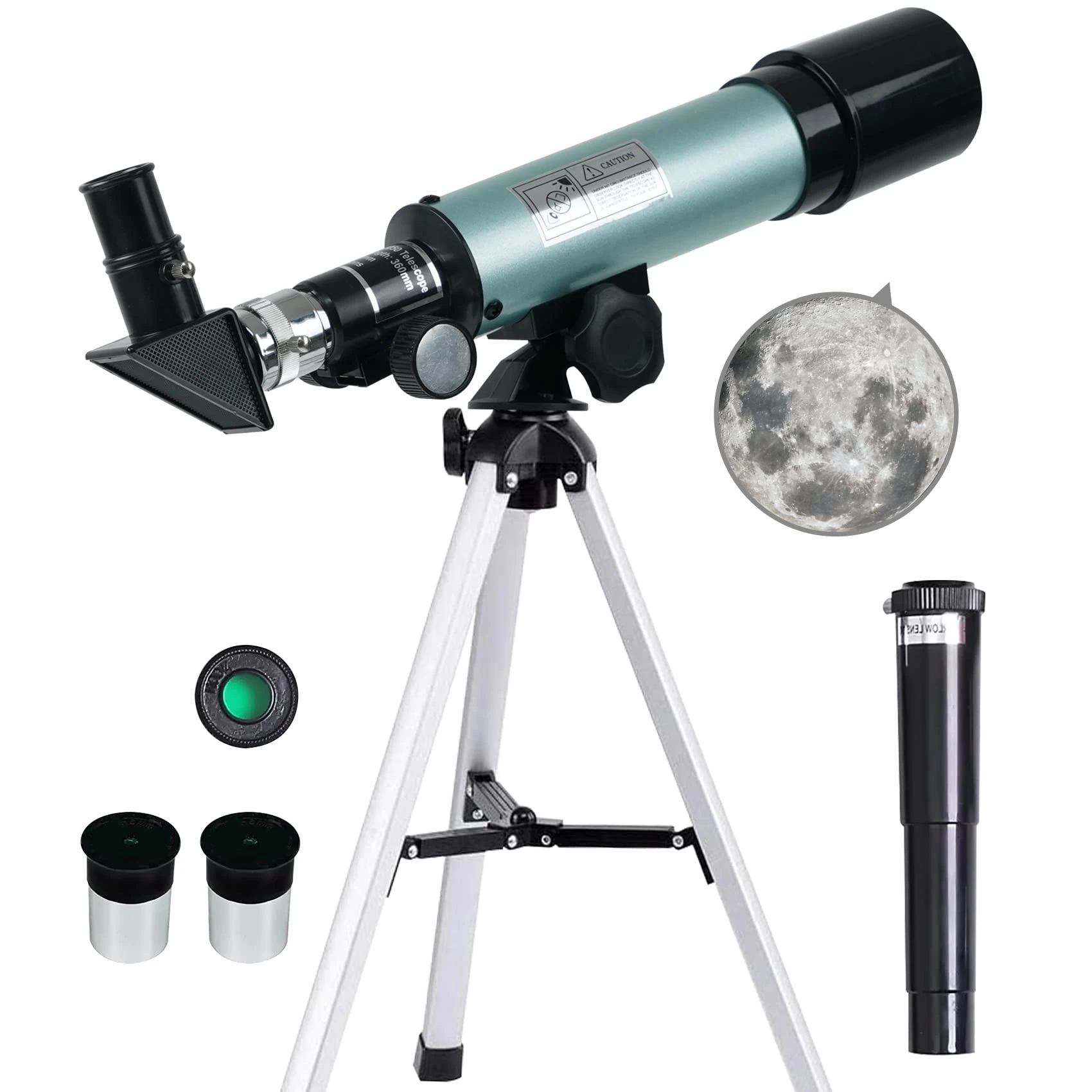 Mijiao Telescope for Kids, Astronomical Telescope Zoom 90X HD Outdoor Monocular Space Telescopes Portable Refractor Spotting Scope With Tripod, Telescope for Adults, Kids and Beginner