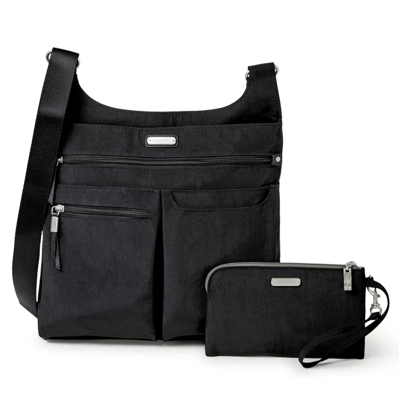 Baggallini Women's On Track Crossbody Handbags, Black, One Size