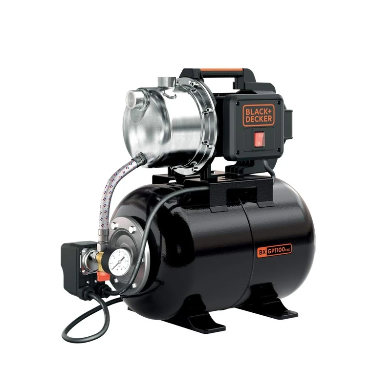 BLACK+DECKER Self-priming pump BXGP1100XBE with Tank for Clear Water (1100 W, Max. flow 4,600 l/h, Max. head 45 m)