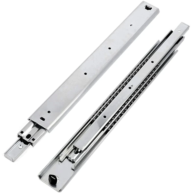 GTV H53 Drawer Runners Full Extension Drawer Slides 53.9 x 850 mm 2 mm Thick Galvanised Steel Roller Extension Telescopic Rail Ball Guide Rail System Maximum Load 100 kg 1 Set = 2 Pieces